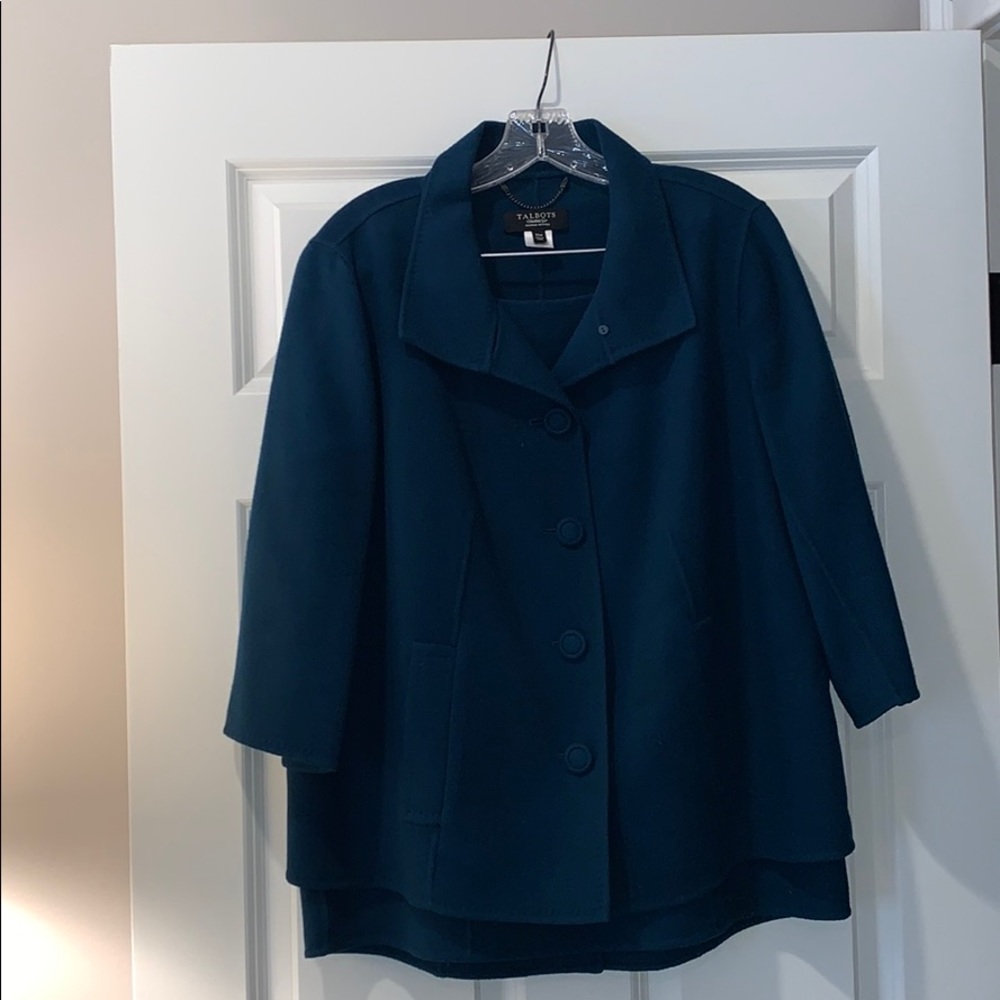 Talbots Teal Green Wool 2-Piece Elegant Suit